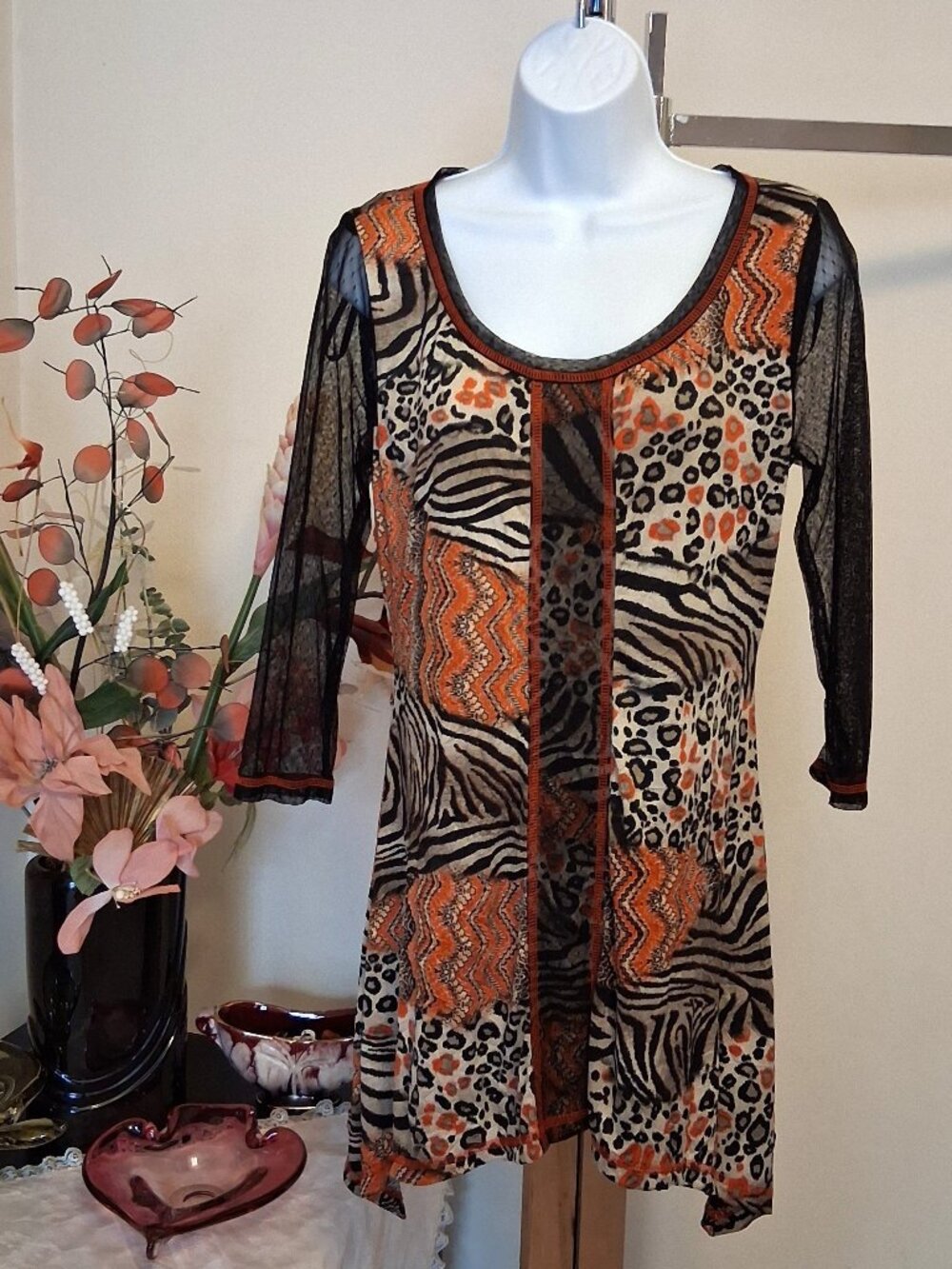 NEW Simon Chang Women’s Multi Color Blouse Top ¾ Sleeve Top 10
